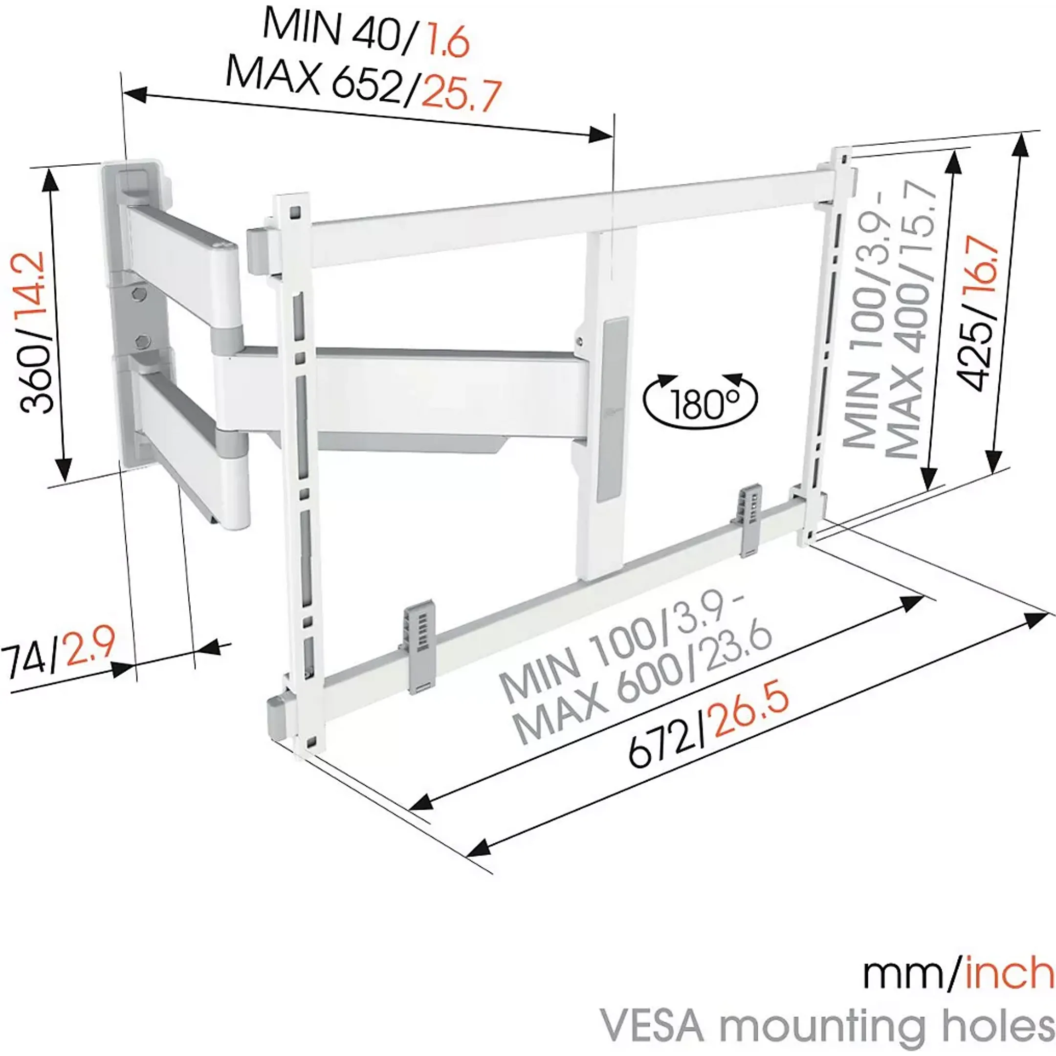 Vogels Support mural TV Elite TVM 5645 - 40" à 77" - Blanc image