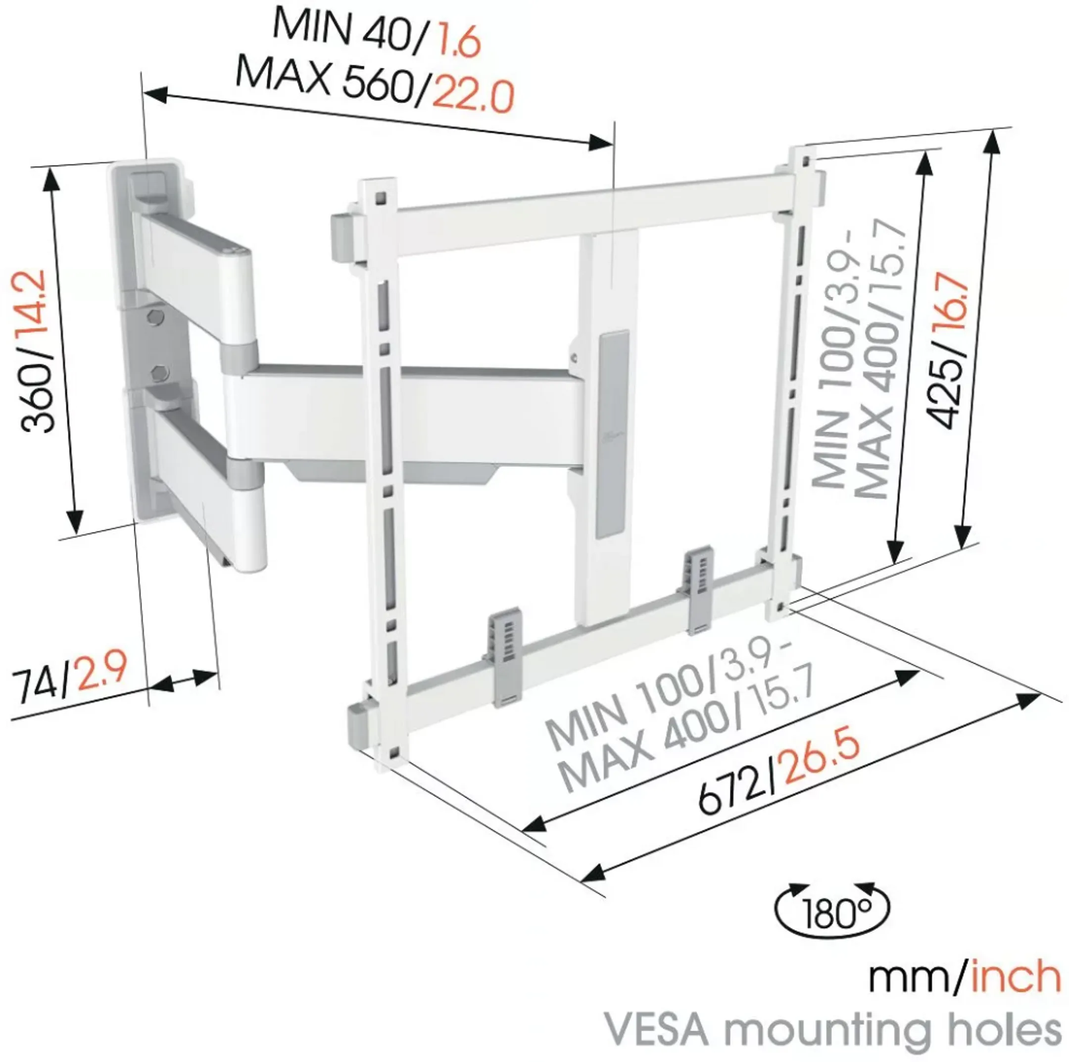 Vogels Schwenkbarer TV-Halter TVM 5445 – 32„ bis 65“ – Weiß image