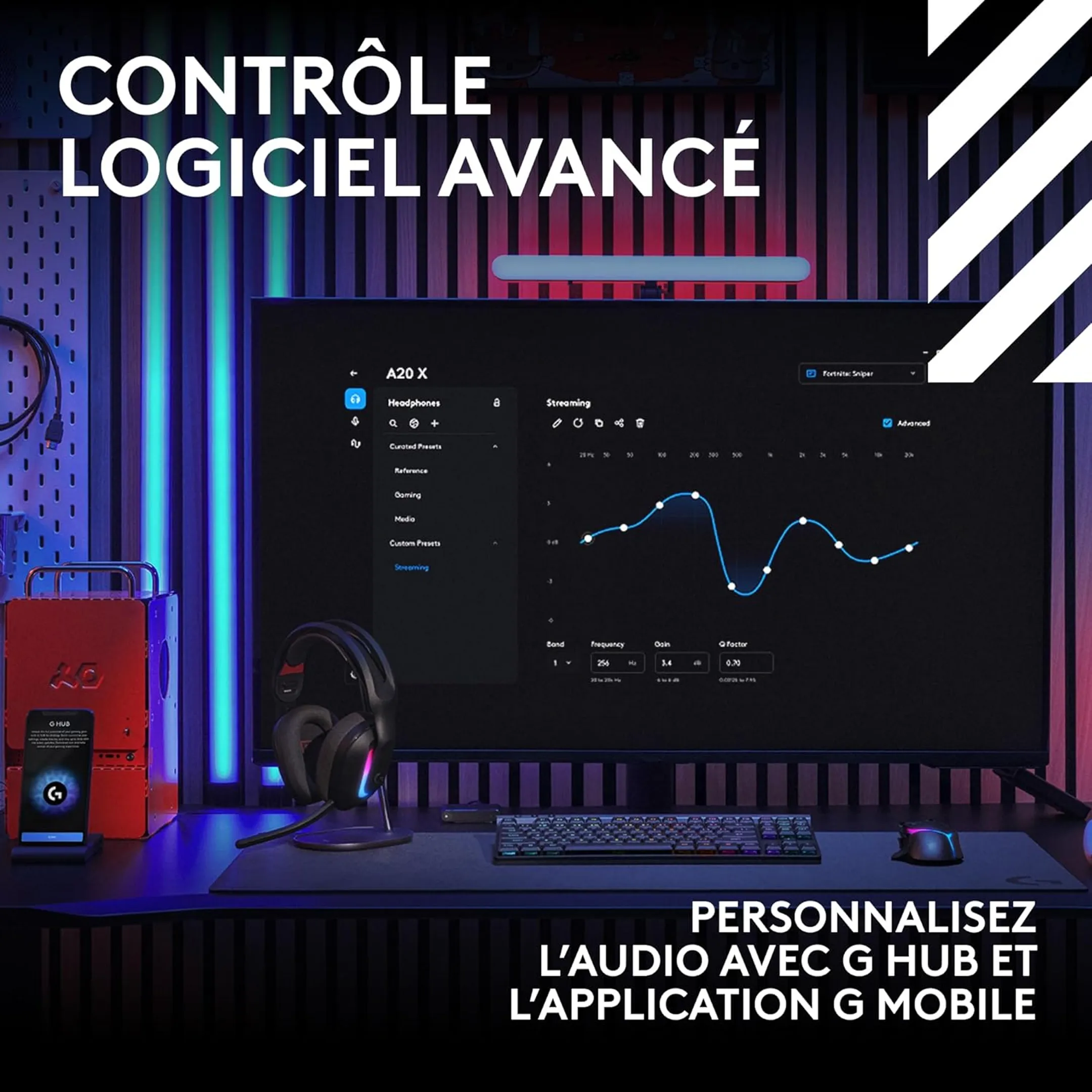 Logitech G Cassque gaming sans fil A20 X Lightspeed - Noir image