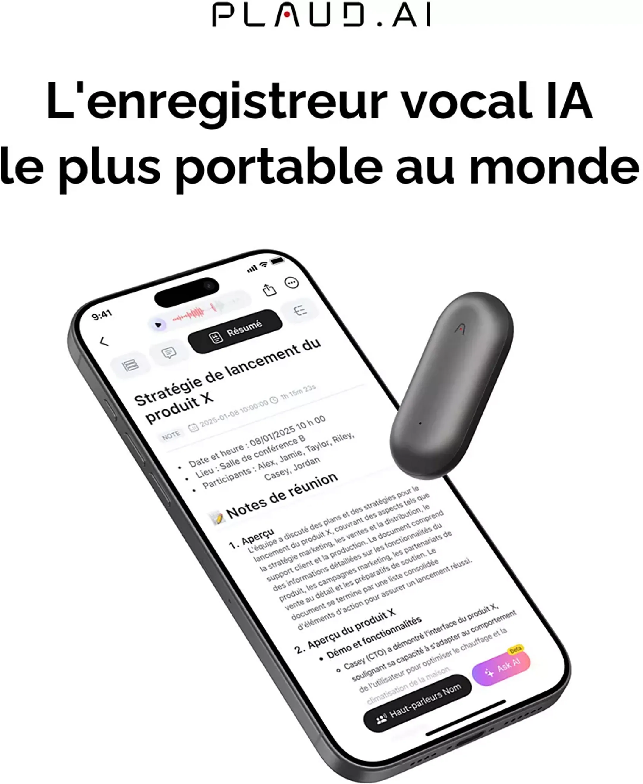 PLAUD Dictaphone NotePin + Accessoires image