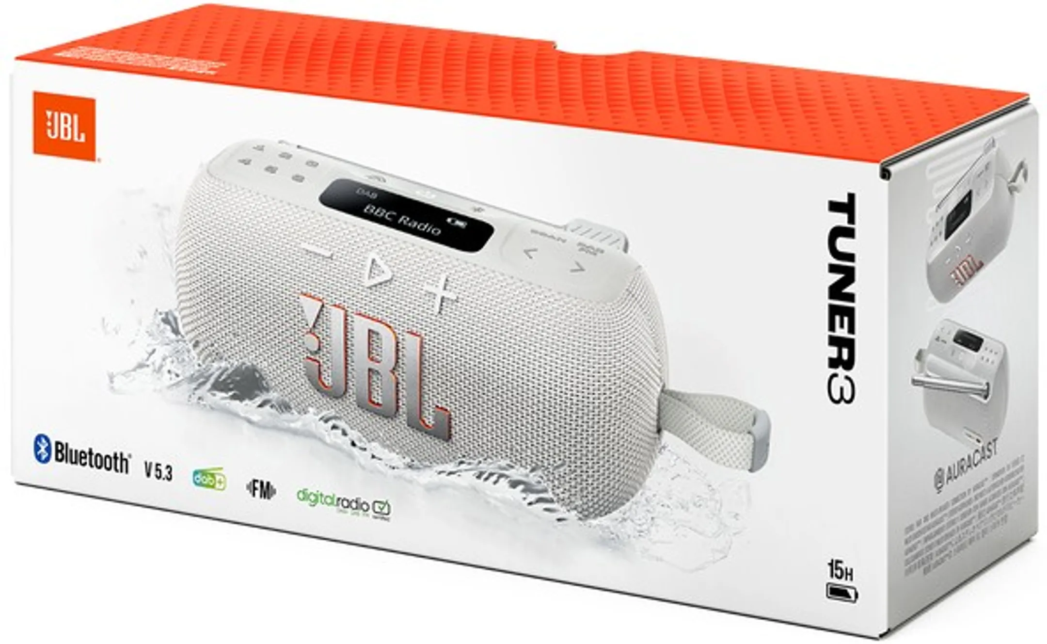 JBL Tragbarer Bluetooth-Radio Tuner 3 – Weiss image