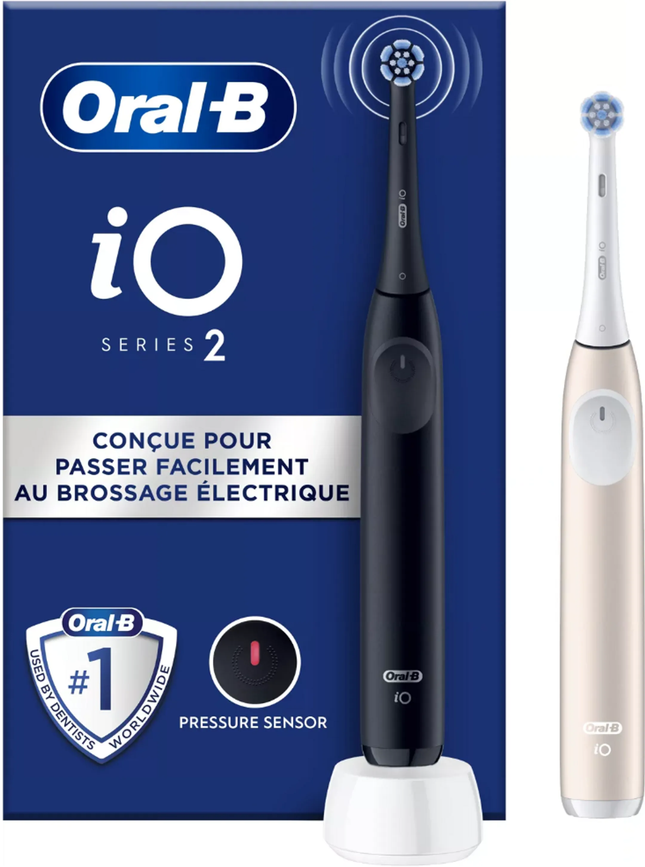 Elektrische Zahnbürste iO2 – 2 Stück – Schwarz & Rosa