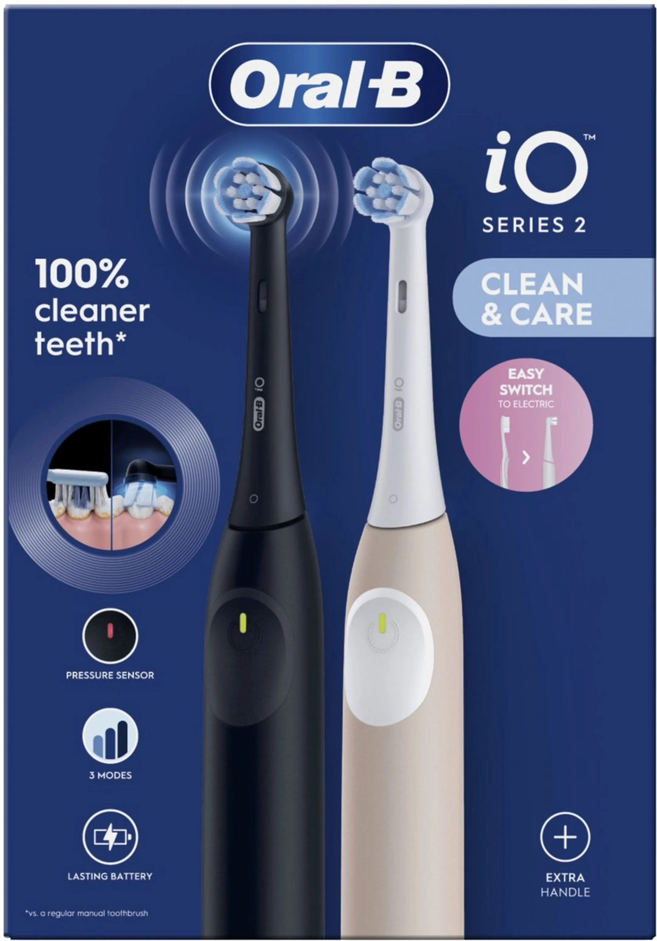 Oral-B Elektrische Zahnbürste iO2 – 2 Stück – Schwarz & Rosa image