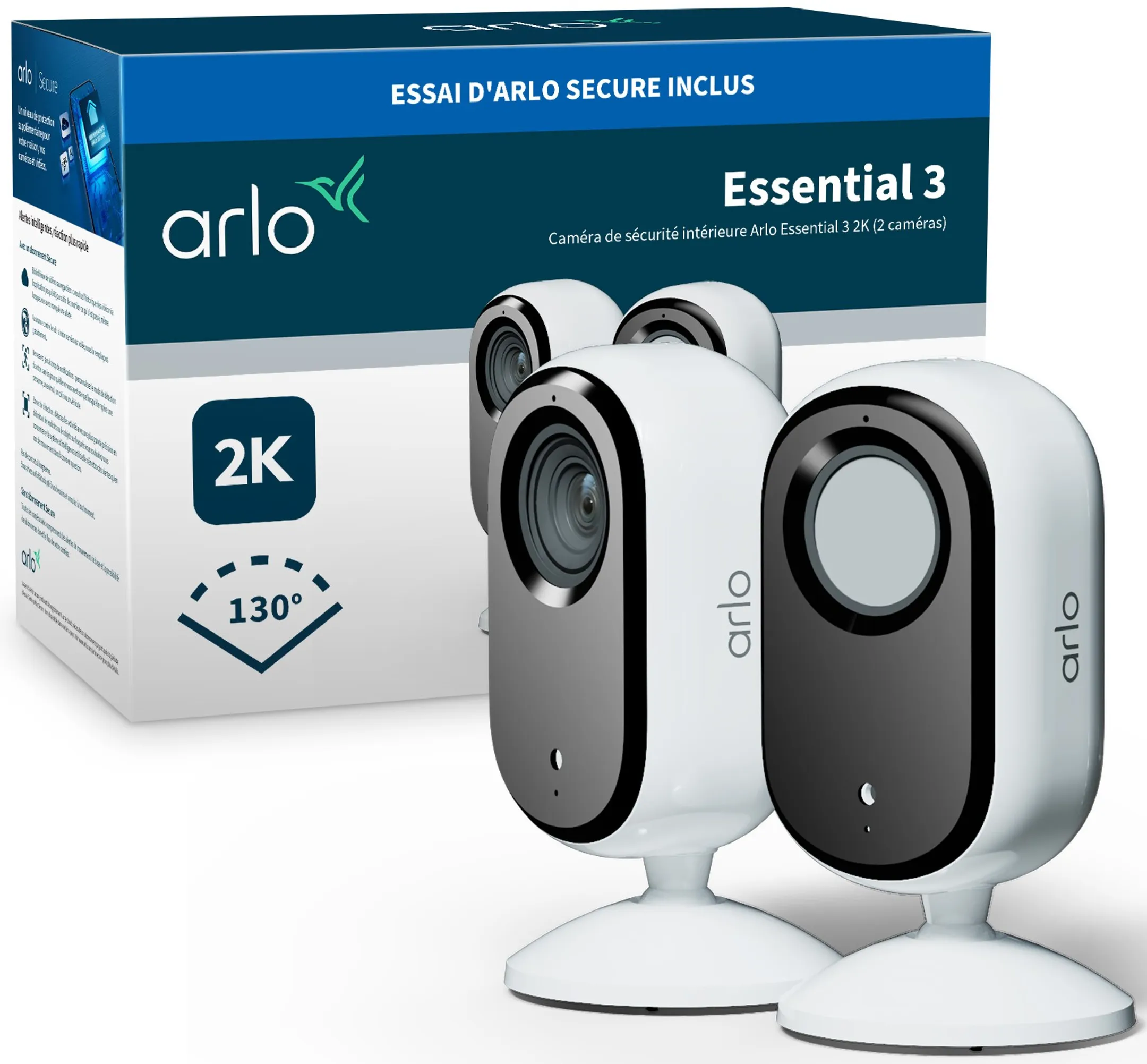 Caméra de surveillance intérieur Essential 3 2K - 2 pièces