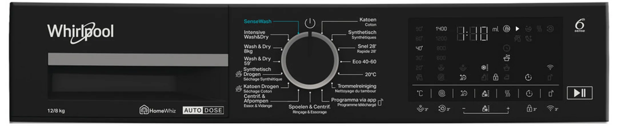 Whirlpool Lave-linge séchant 6Th Sense WPD 2836W ADS BE image