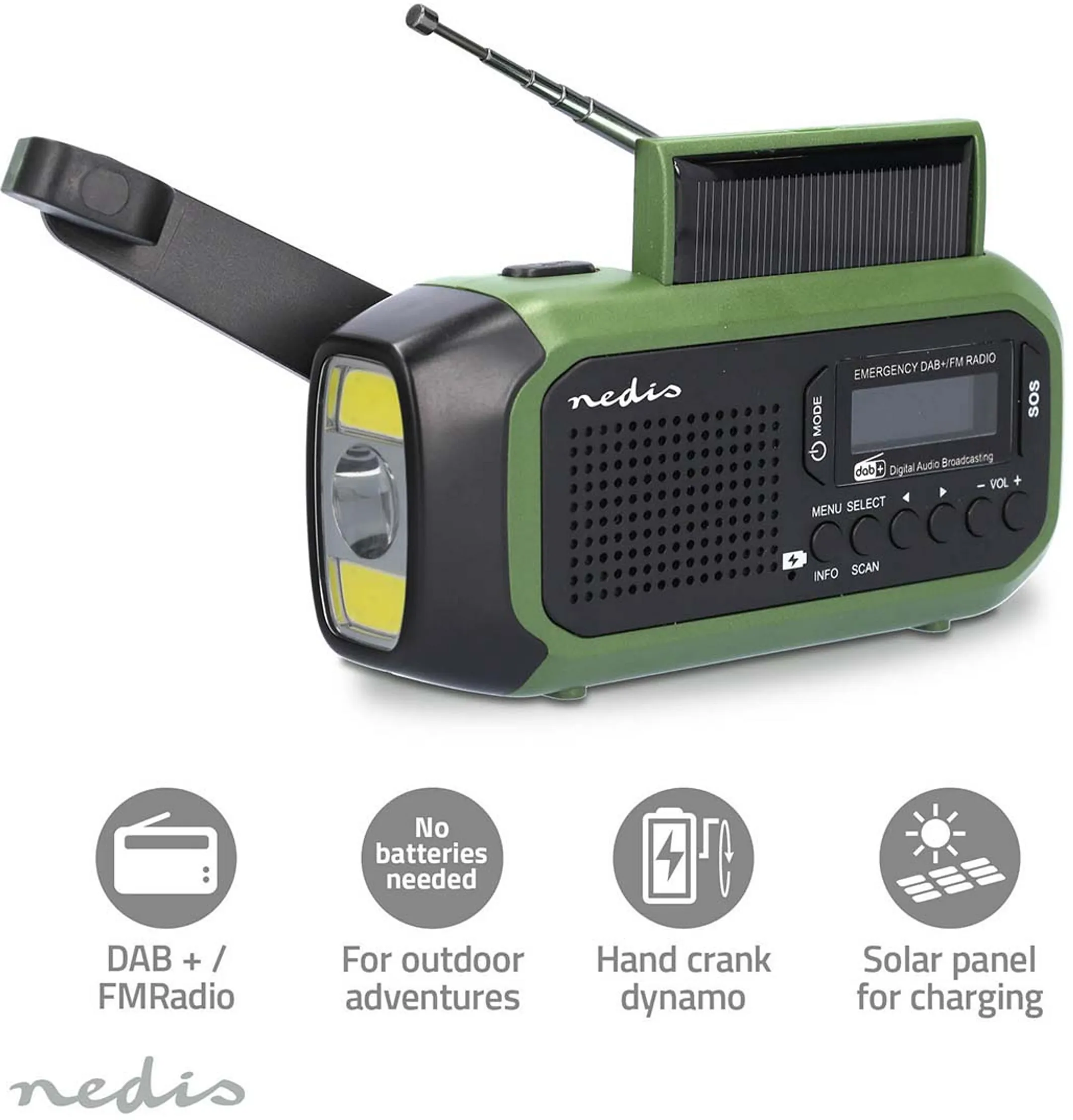 Nedis Radio d'urgence portable RDDBCR2000GN - Vert image