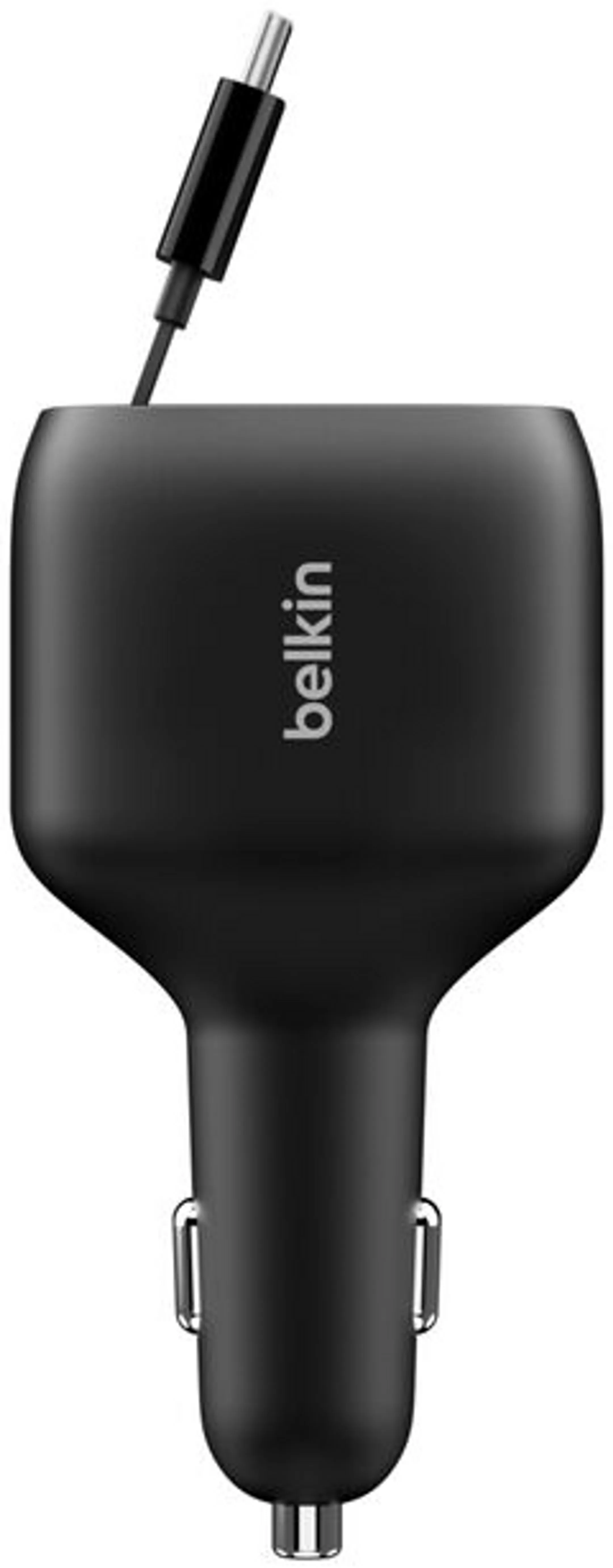 Chargeur voiture avec câble USB-C rétractable BoostCharge - 75W - Noir