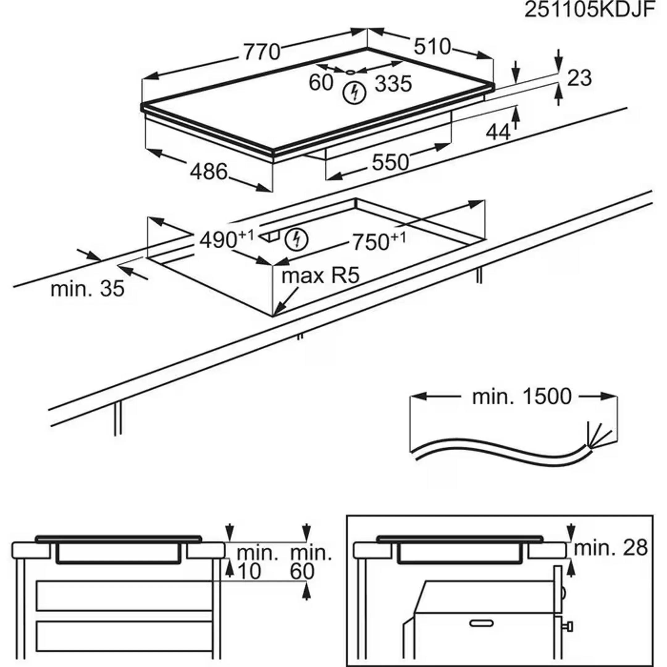 Table de cuisson induction 6000 Bridge SaphirMatt TO84IB00IT