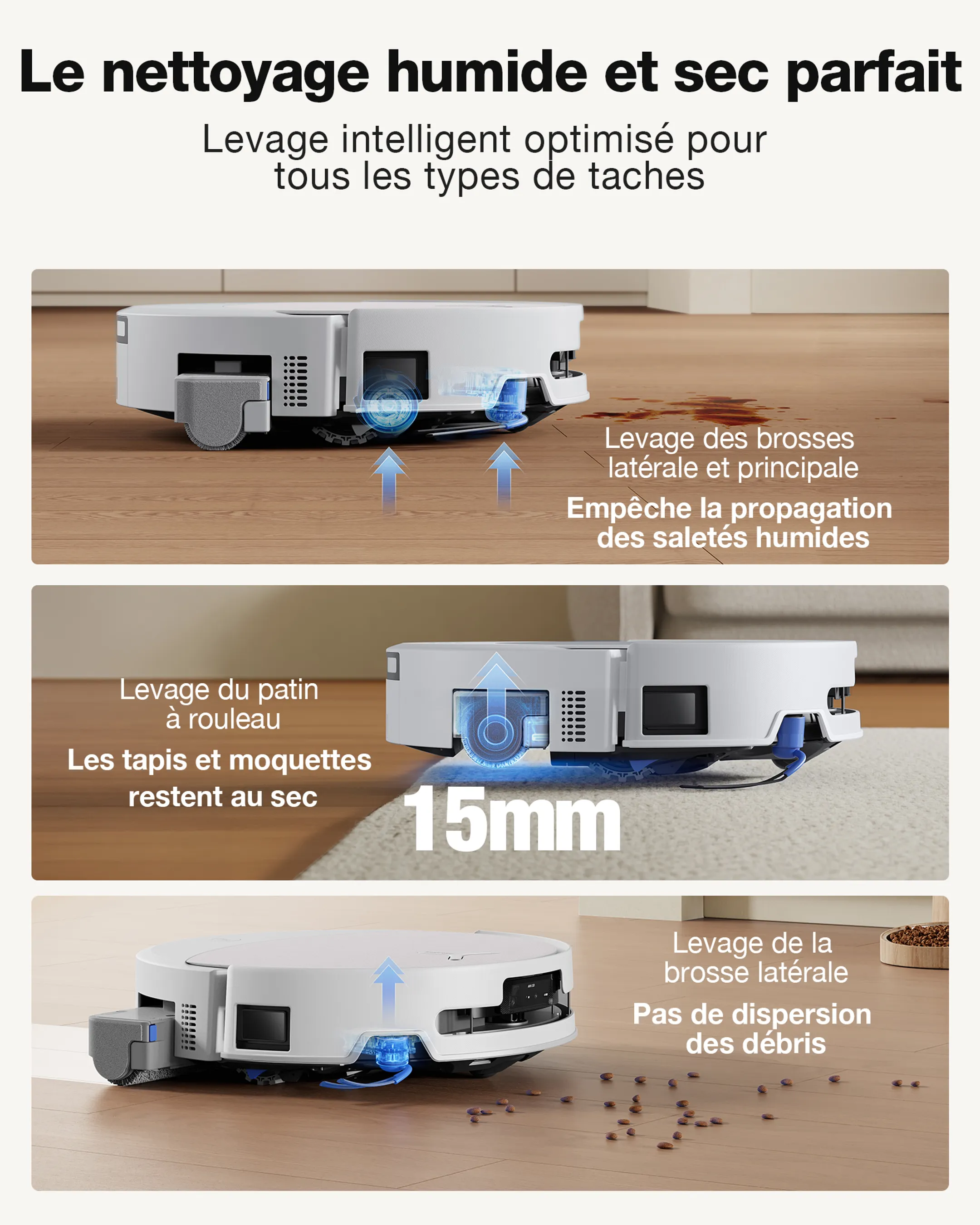 Robot aspirateur laveur Deebot T90 Omni Blanc
