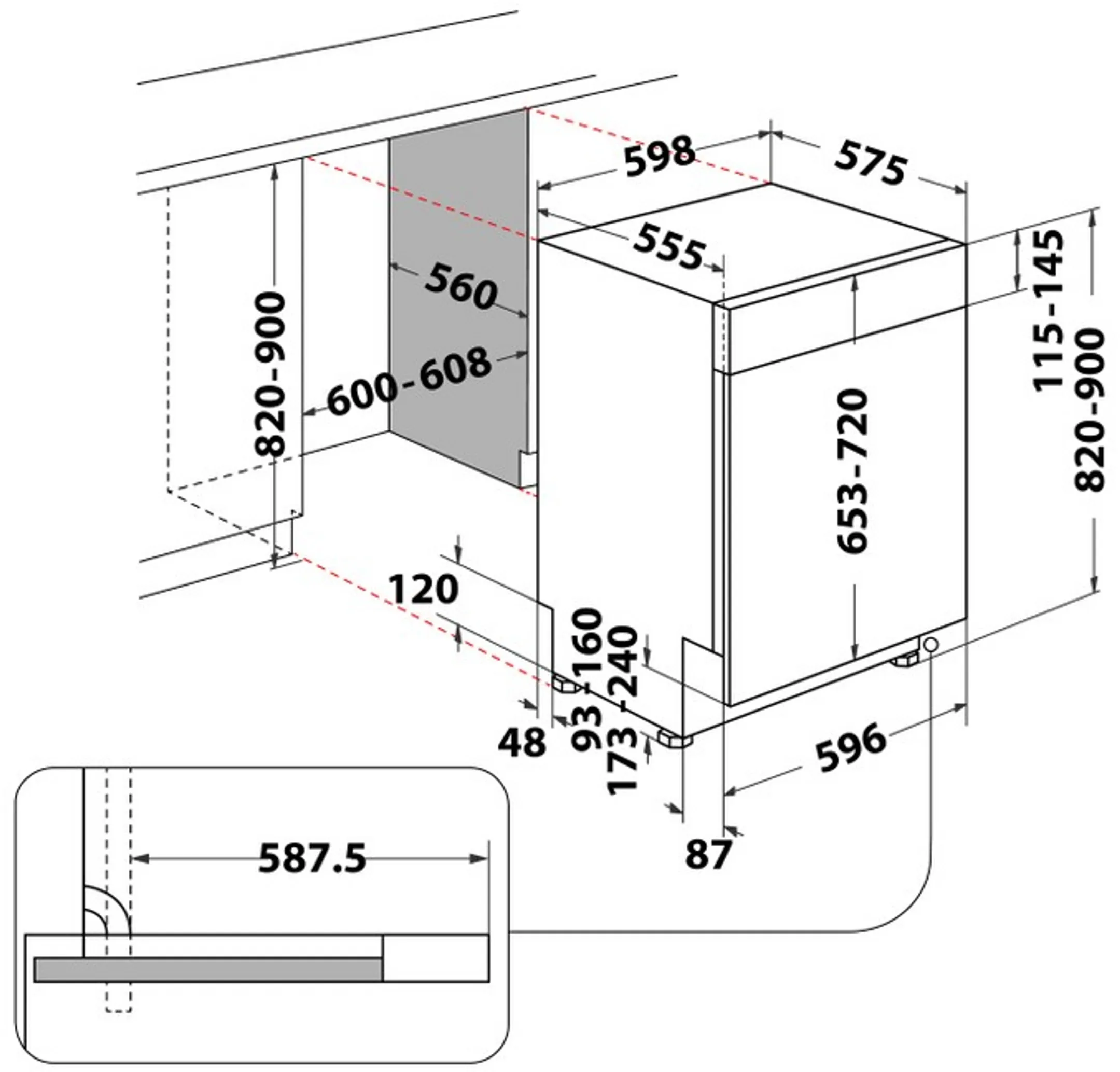 WBO 3T133 PF X Semi-integrated Dishwasher