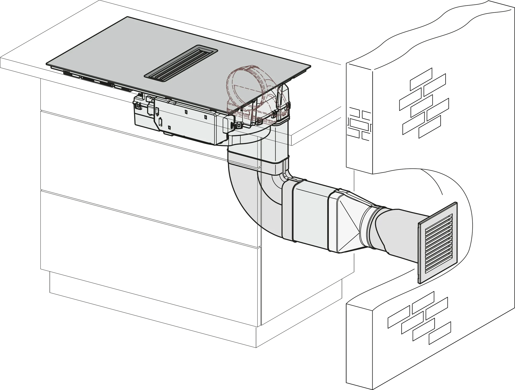 Table de cuisson induction avec hotte intégrée KMDA 7473-1 FL Silence