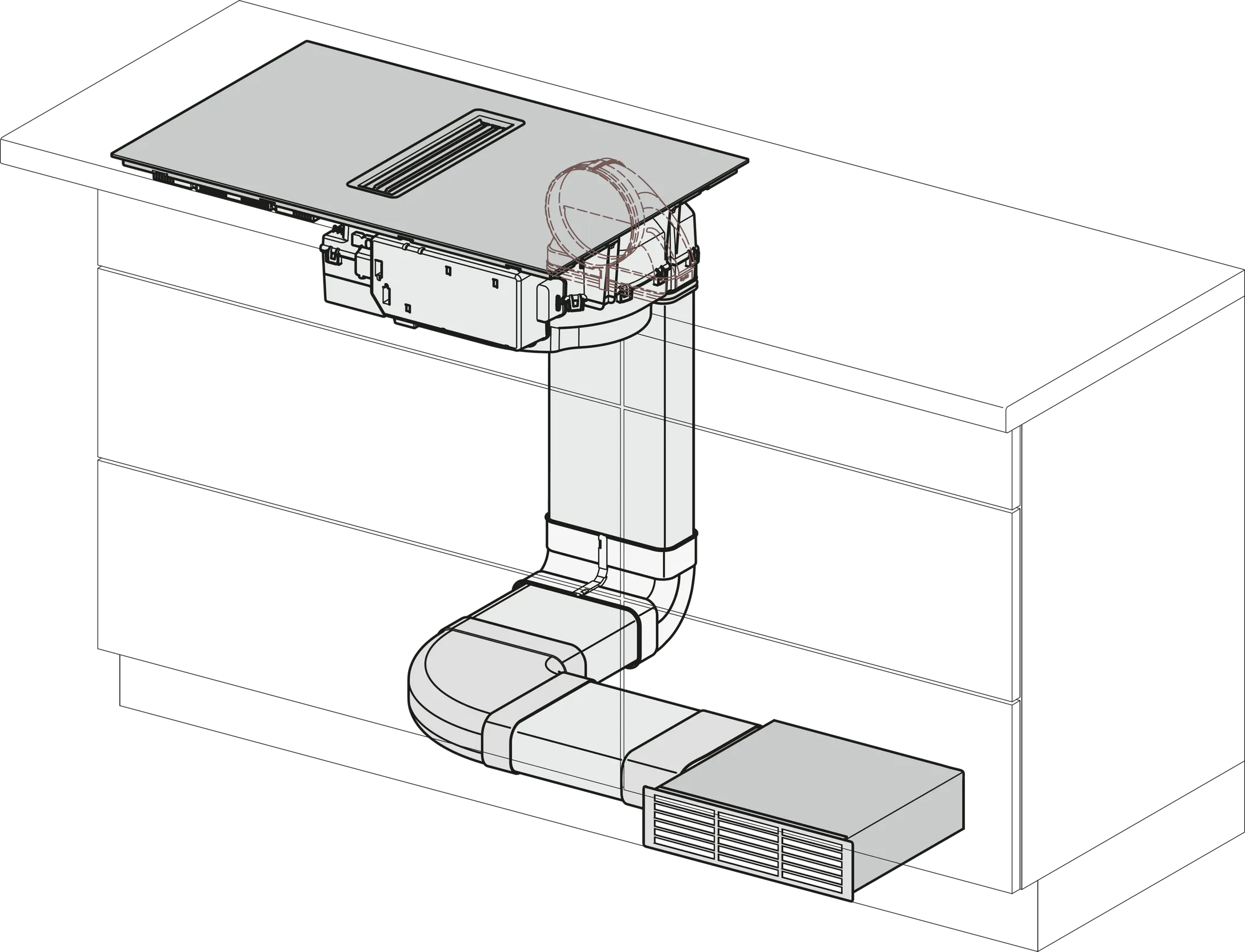 Table de cuisson induction avec hotte intégrée KMDA 7473-1 FL Silence