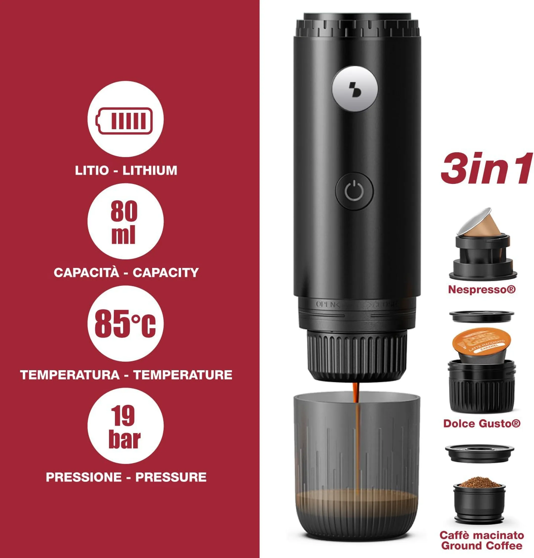 Tragbare 3-in-1-Espressomaschine P101CAF250