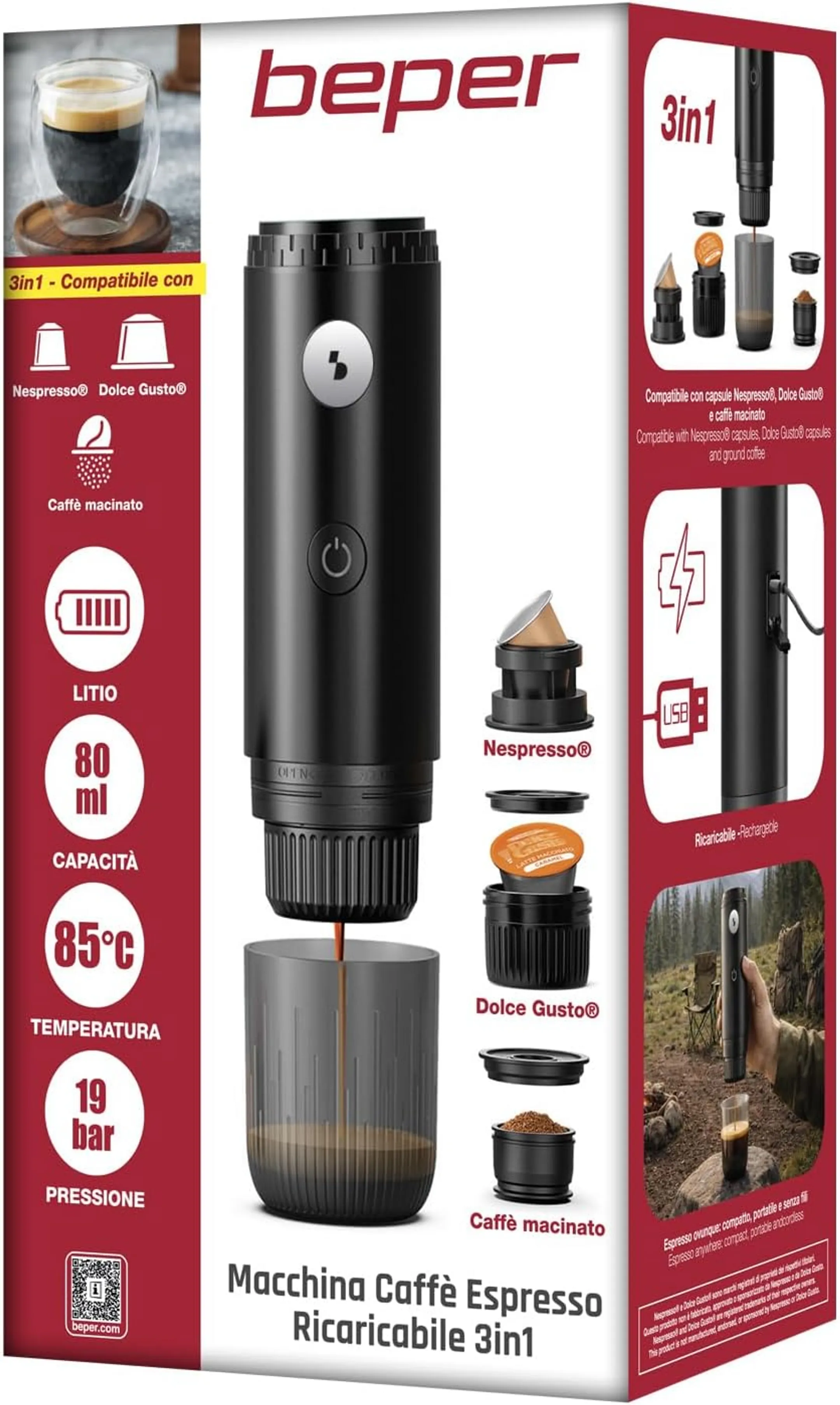 Tragbare 3-in-1-Espressomaschine P101CAF250