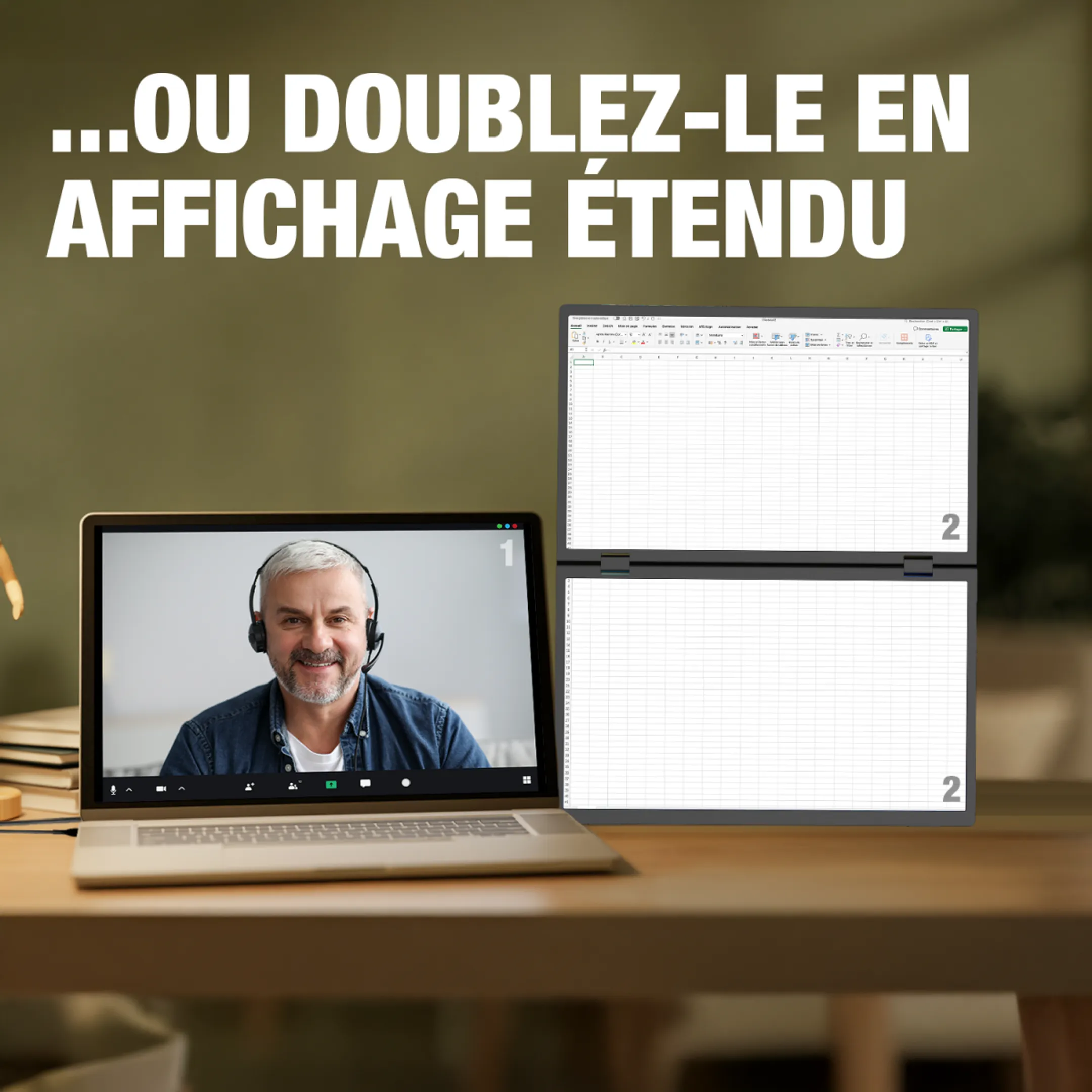 Moniteur portable Double écran 15,6" FHD IPS Nomad Duo