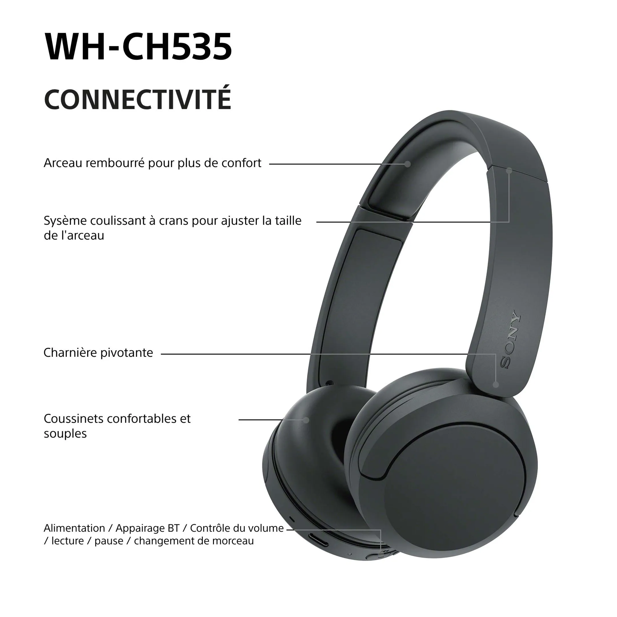 Wireless Headphones WH-CH535 Black