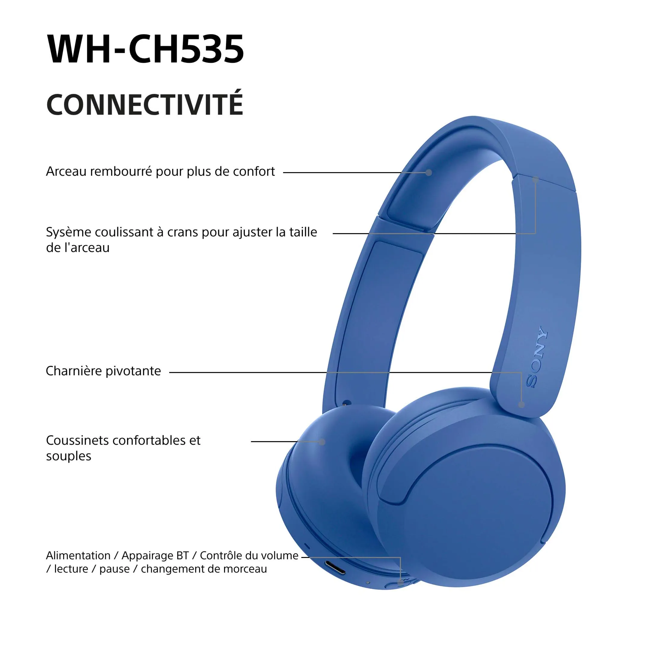 Wireless Headphones WH-CH535 Blue