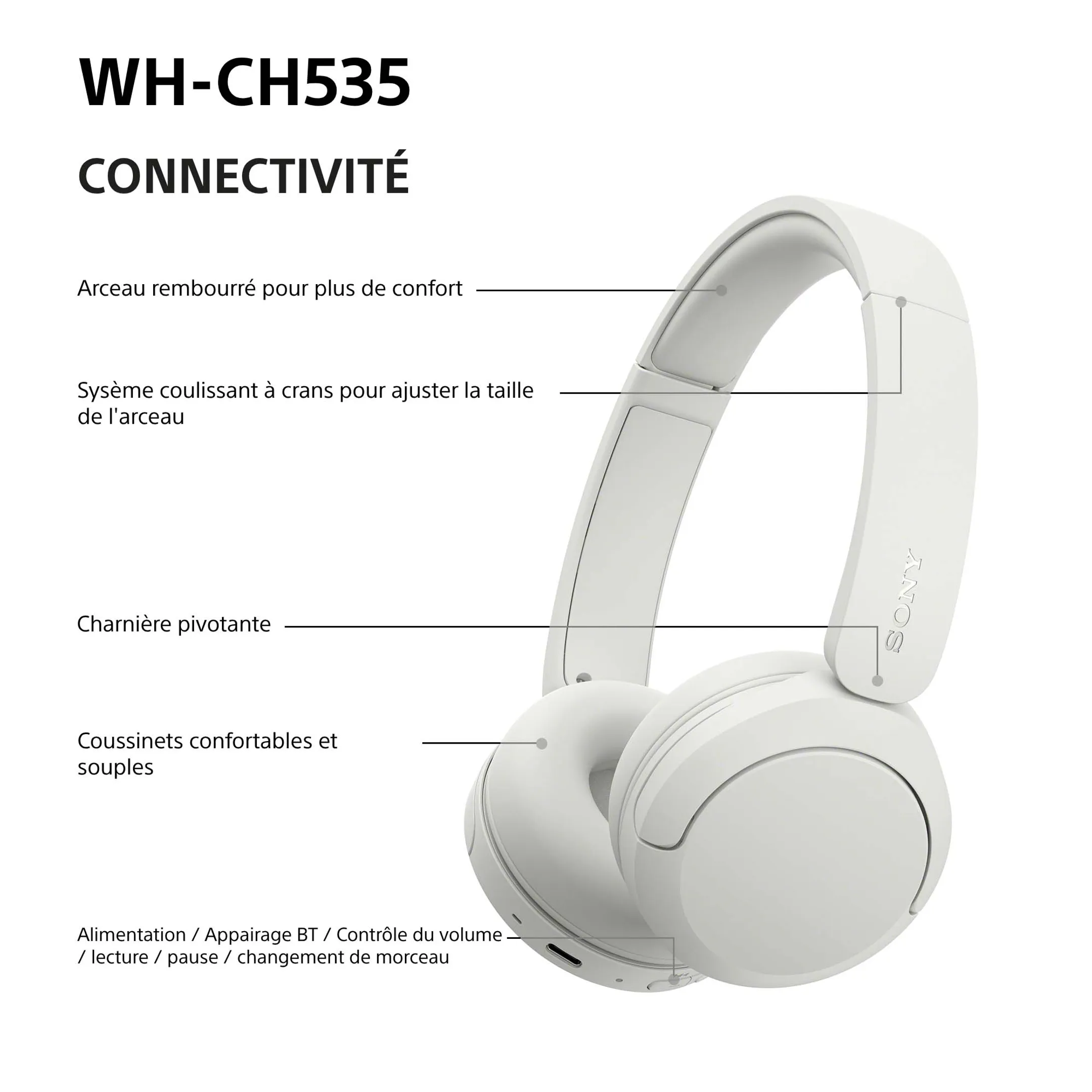 Wireless Headphones WH-CH535 White