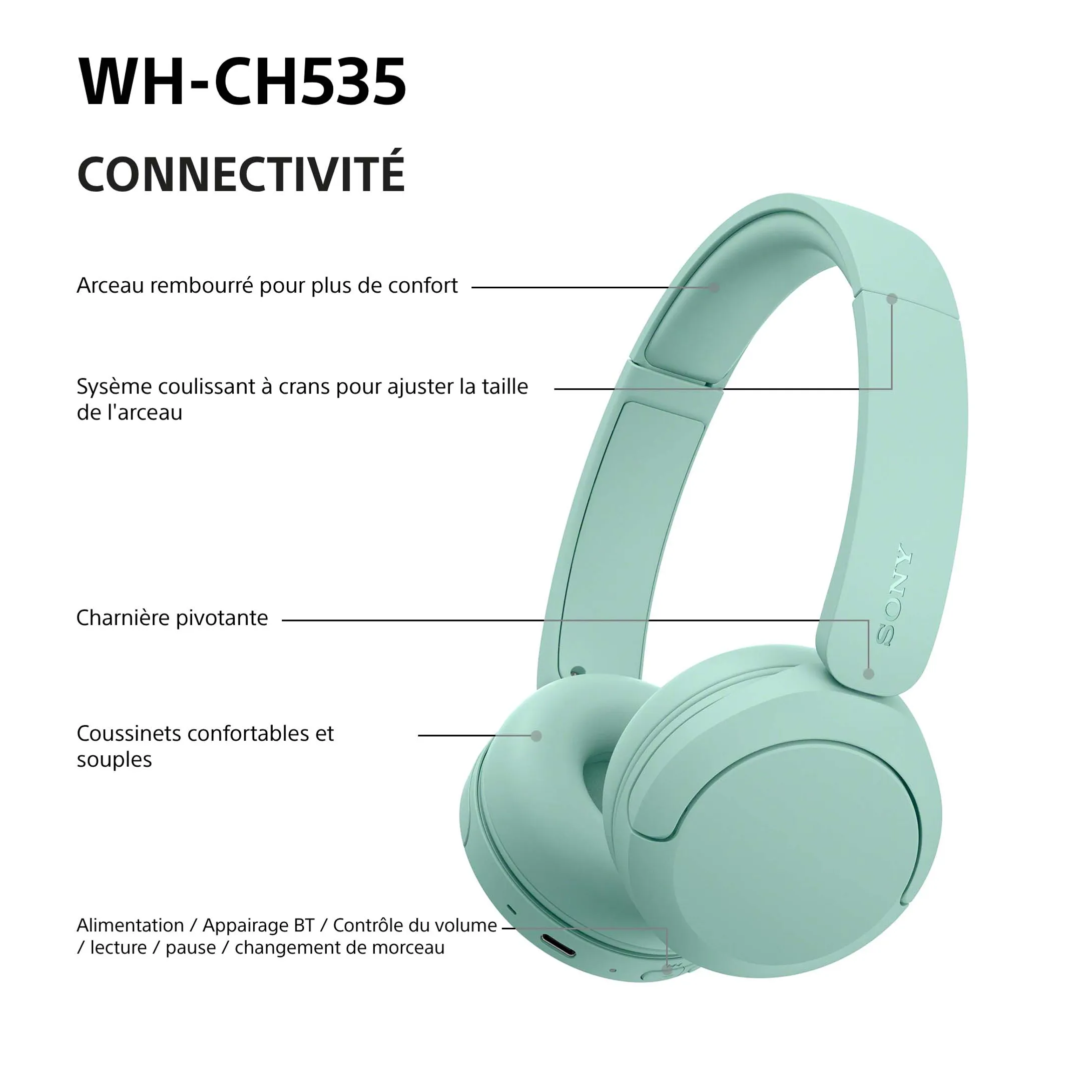 Wireless Headphones WH-CH535 Green