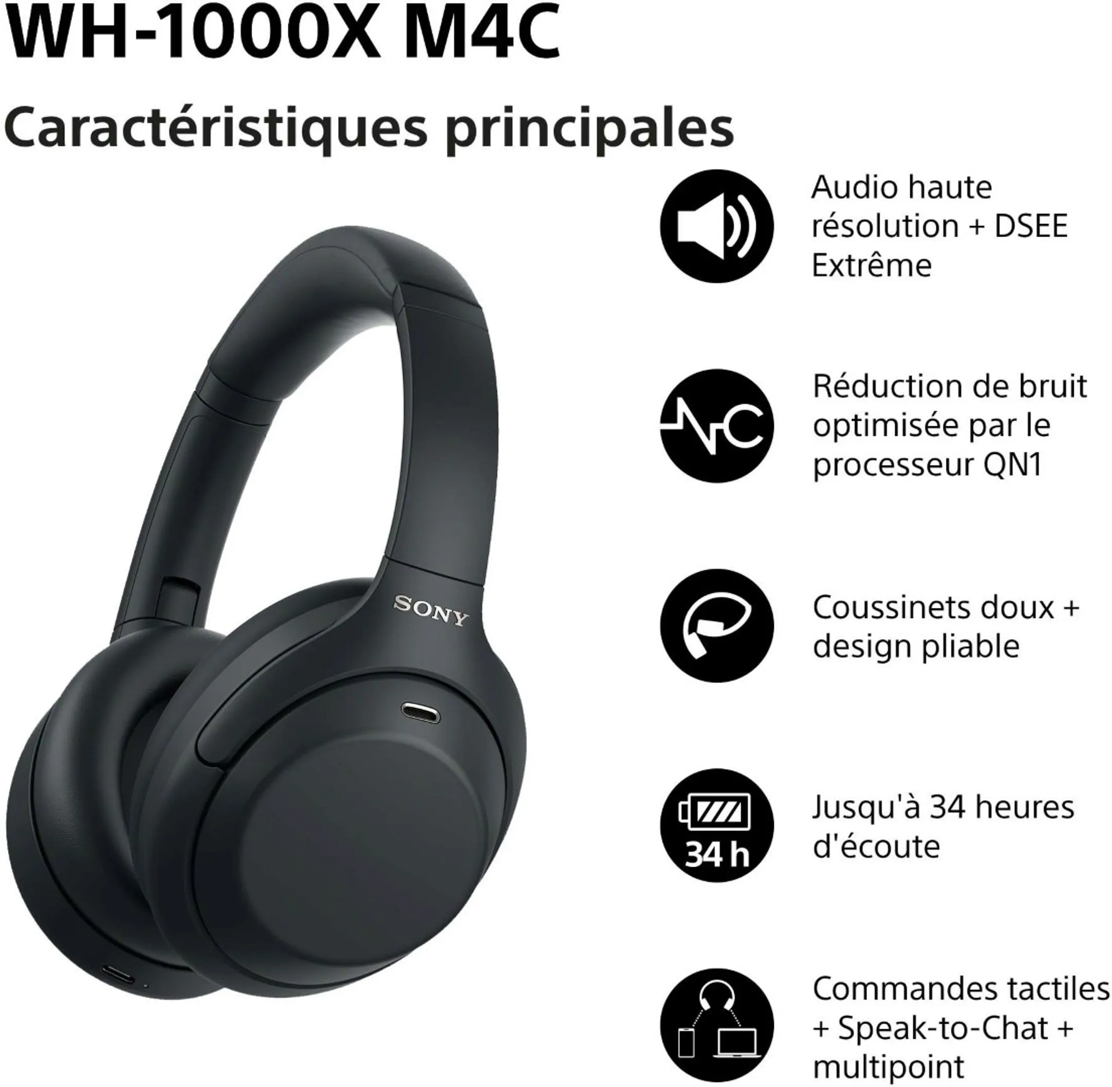 Kabellose Kopfhörer WH-1000XM4C schwarz