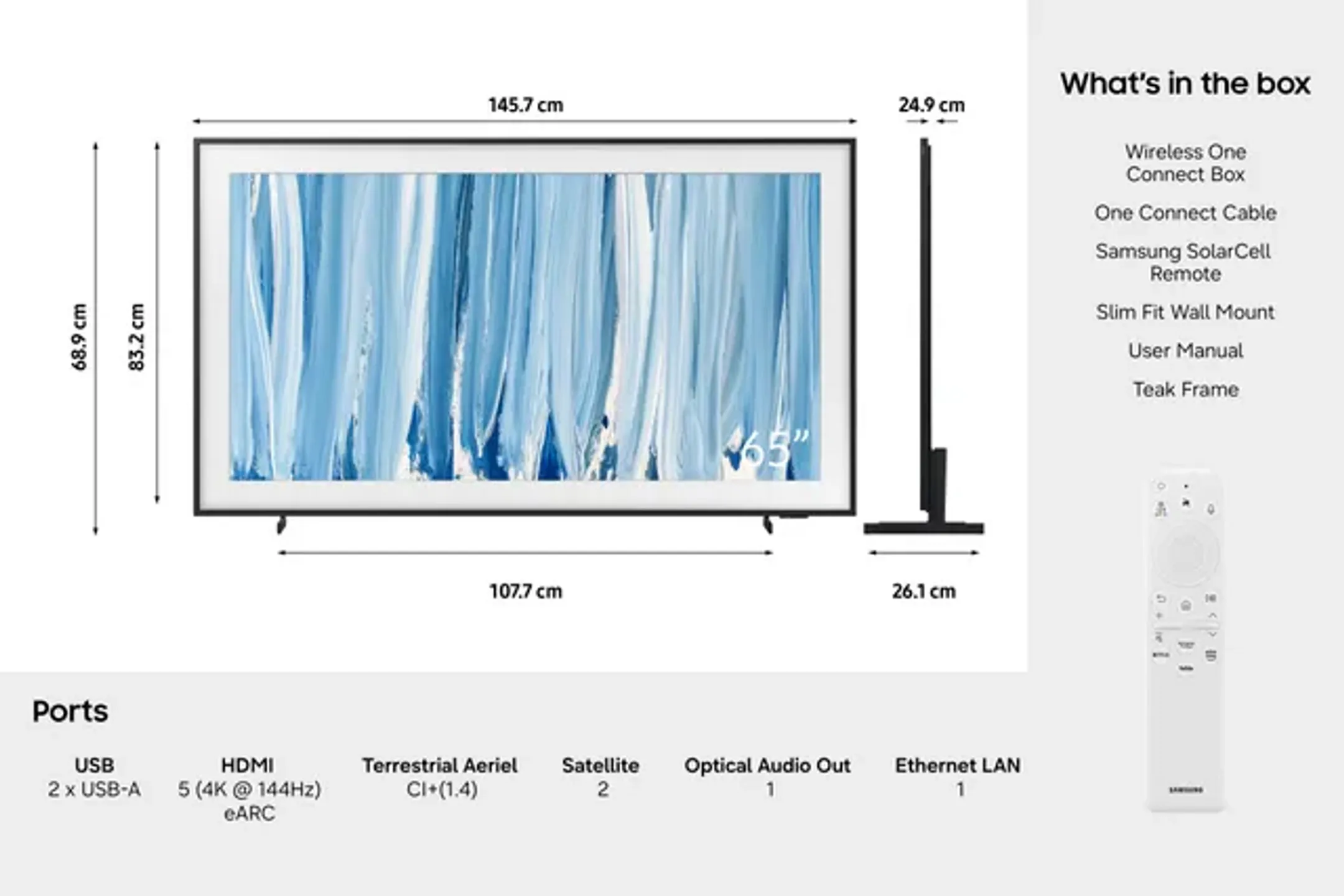 Bundle - Neo QLED The Frame Pro TV QE65LS03HWUXXN (2026) - 65 pouces + Barre de son HW-S800D/XN (2024) - 3.1.2 canaux