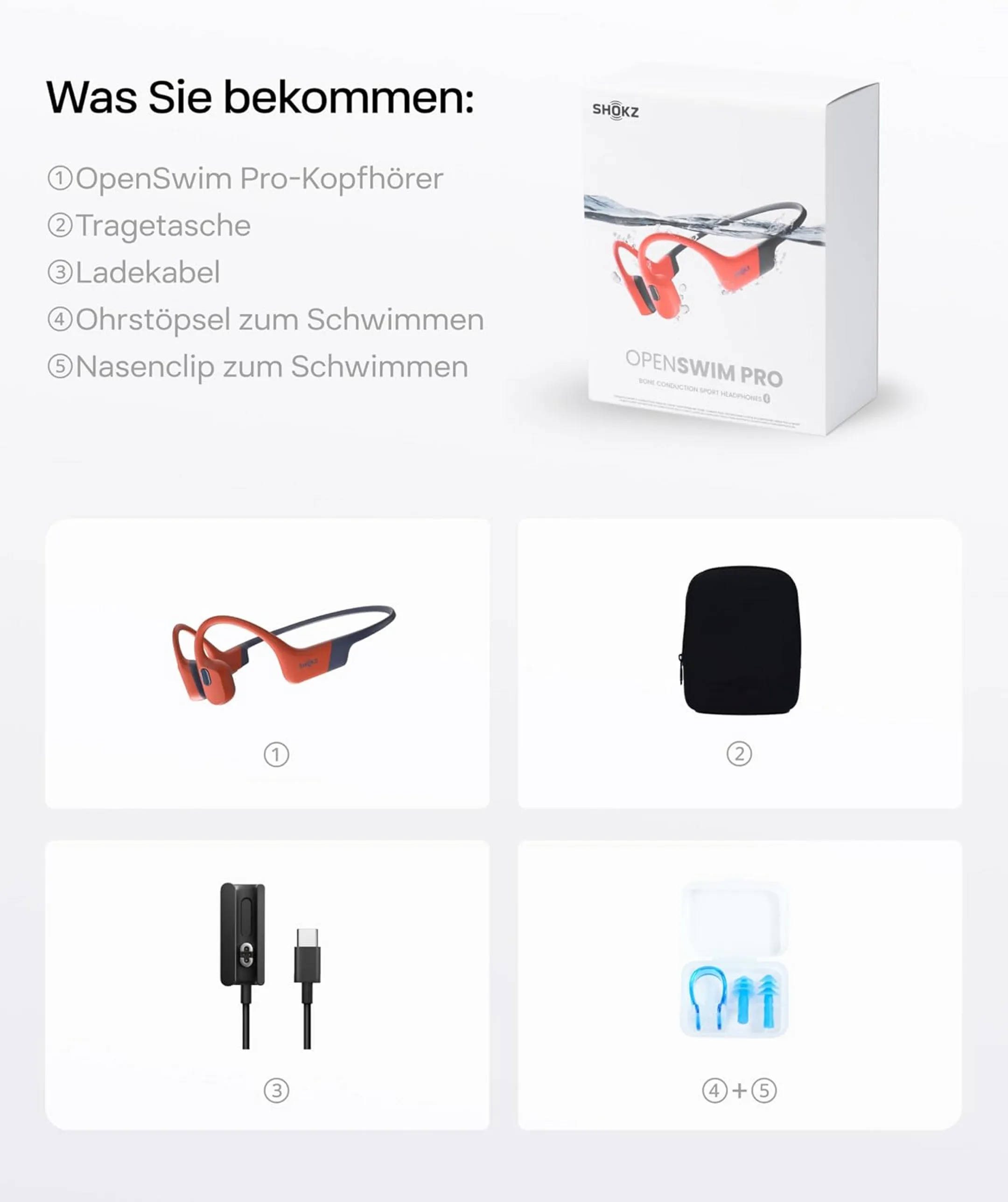 OpenSwim Pro Sport-Kopfhörer – Rot