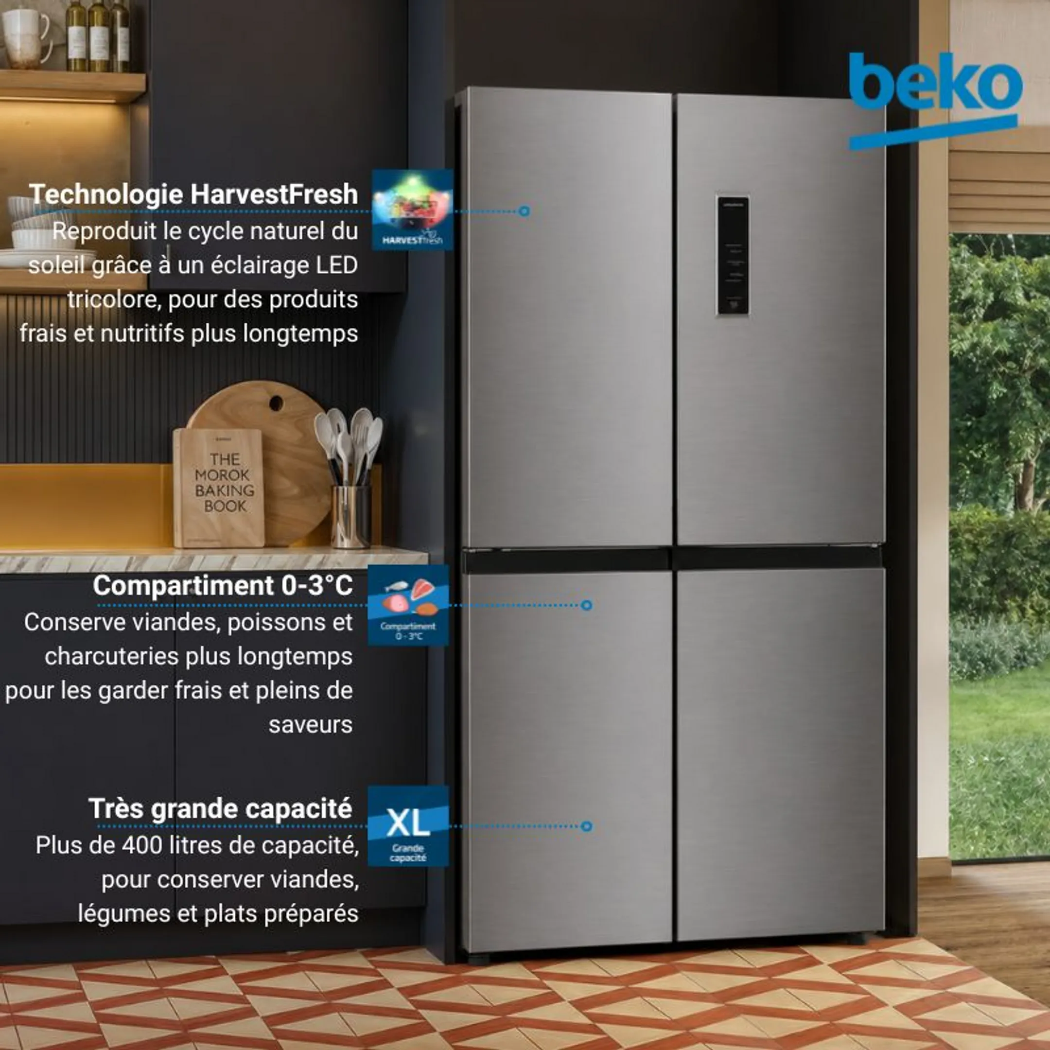 Frigo multi-portes HarvestFresh GNO46623MXPN
